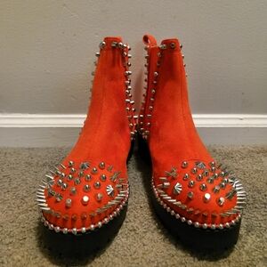 EGO Orange Studded Ankle Boots